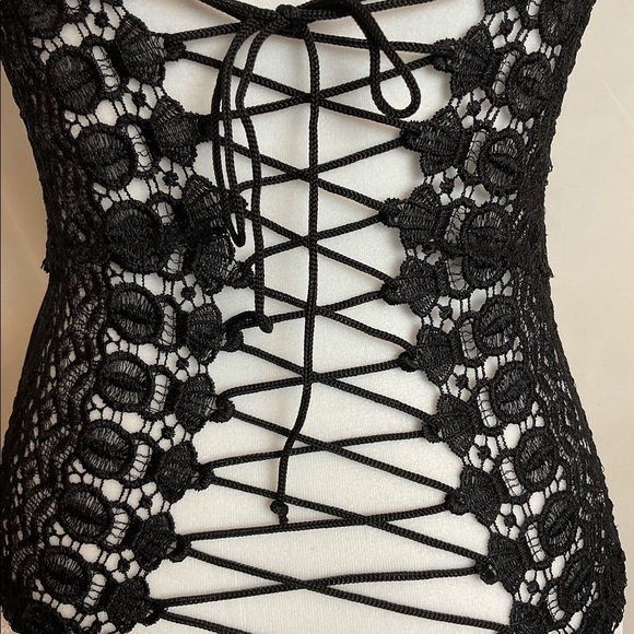 HIGH Demand Black Corset Style Jersey Top - Picture 2 of 7